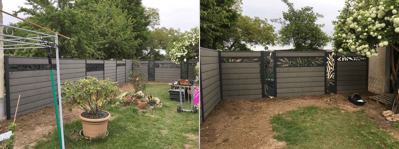 Photo d'une cloture neuve dans un jardin